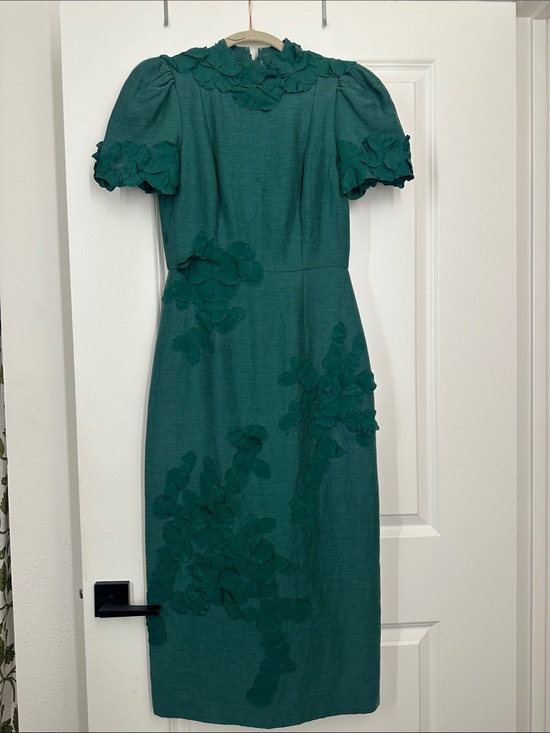 ANTONIO MELANI Dresses & Skirts - ANTONIO MELANI Green Floral-Appliqué Midi Dress
